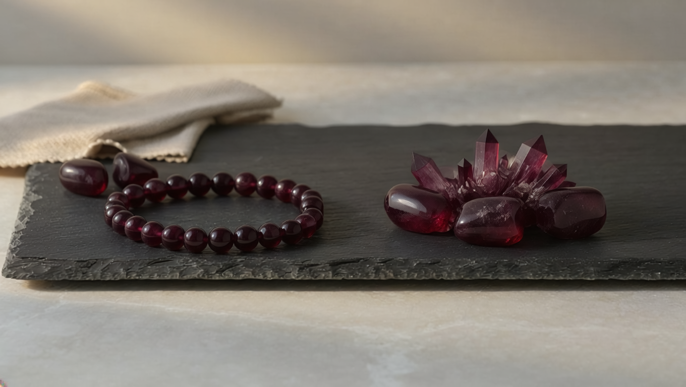 Natural Garnet stone — polished specimen showing characteristic colour and texture