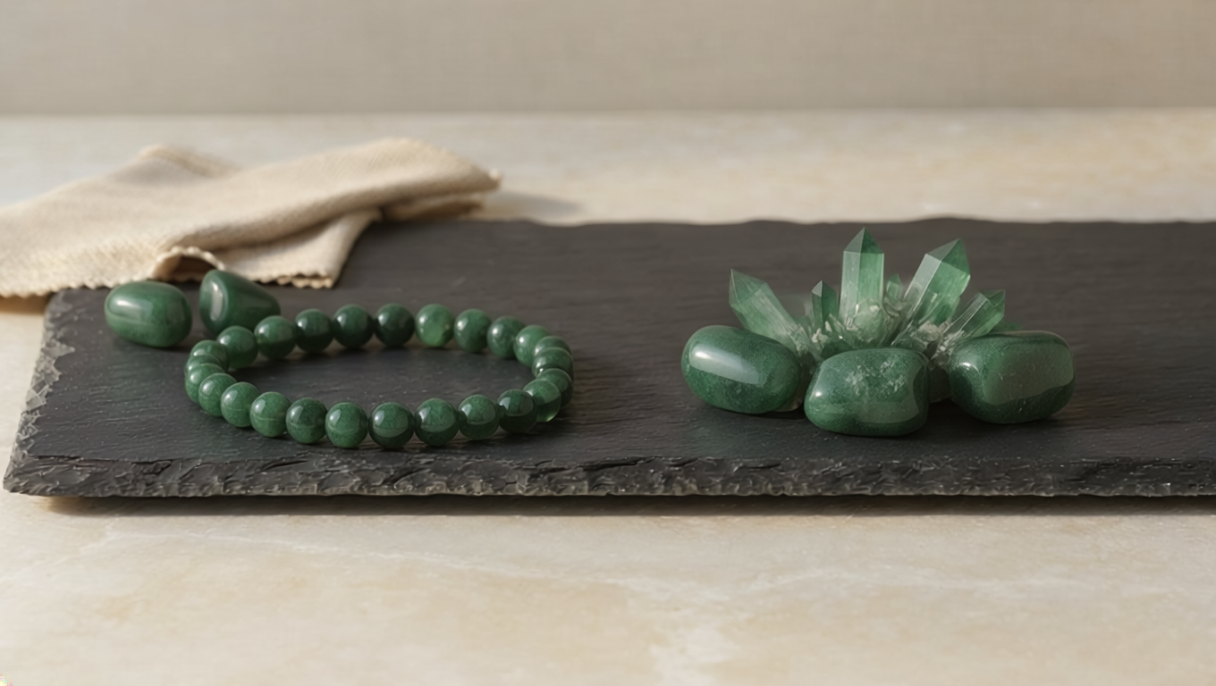 Natural Green Aventurine stone — polished specimen showing characteristic colour and texture
