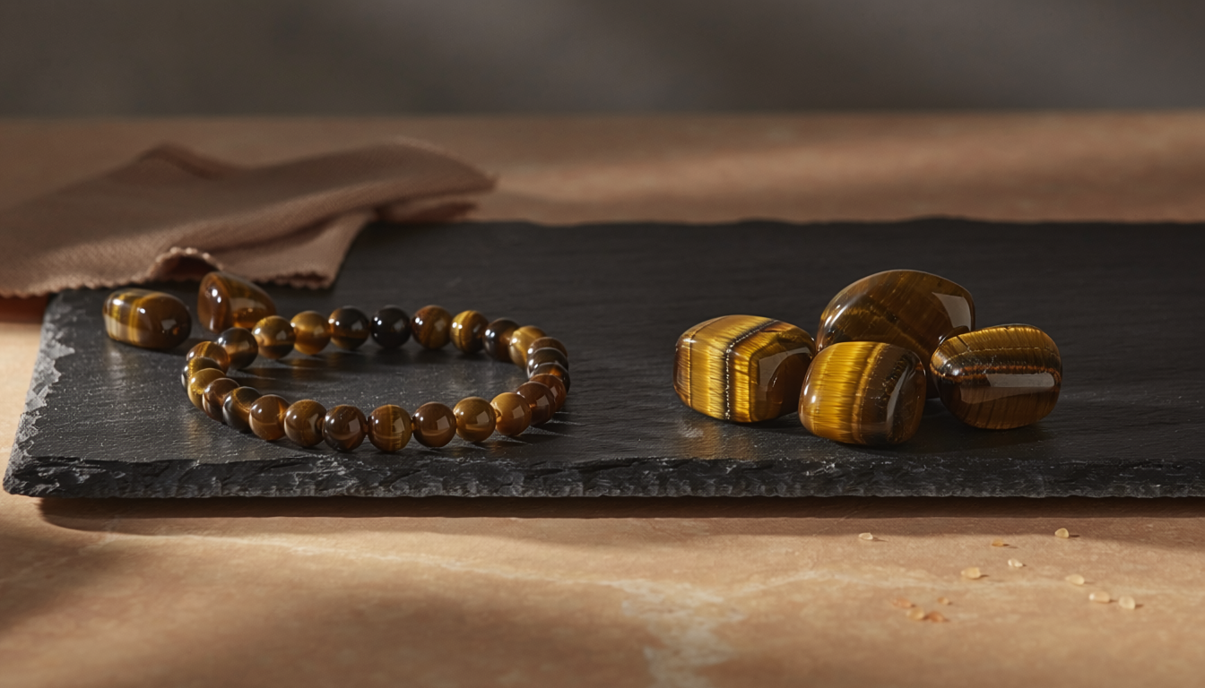 Natural Tiger's Eye stone — polished specimen showing characteristic colour and texture